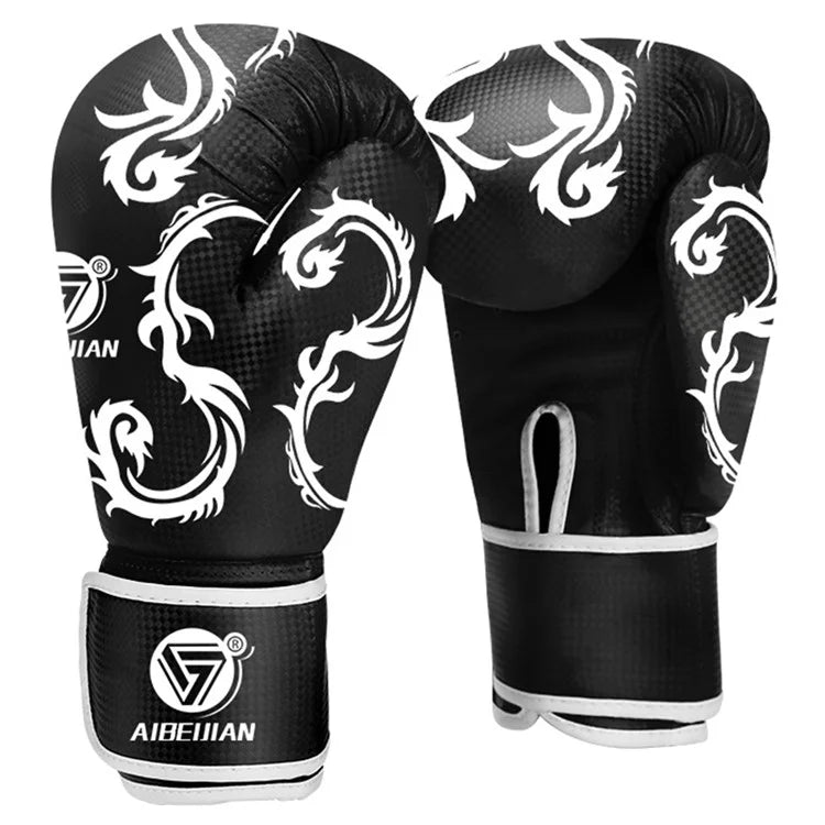 AIBEIJIAN 10oz Wave Pattern Boxing Gloves for Teenager Kickboxing PU Mitts