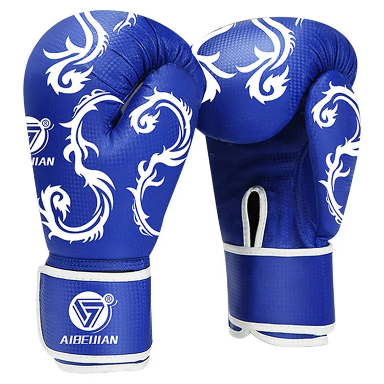 AIBEIJIAN 10oz Wave Pattern Boxing Gloves for Teenager Kickboxing PU Mitts