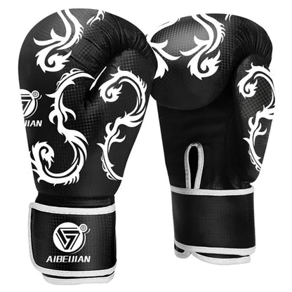 AIBEIJIAN 12oz Adult PU Mitts for Muay Thai MMA Wave Pattern Boxing Gloves