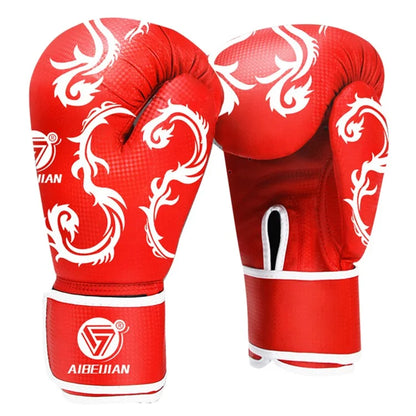 AIBEIJIAN 12oz Adult PU Mitts for Muay Thai MMA Wave Pattern Boxing Gloves