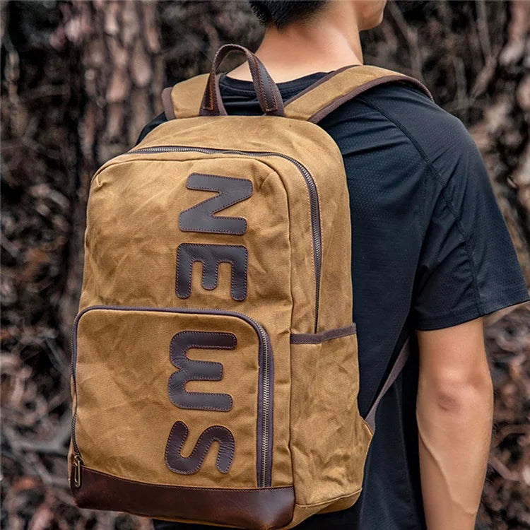 B20 Men's Canvas Backpack Laptop Storage Bag Travel Bag Daypack