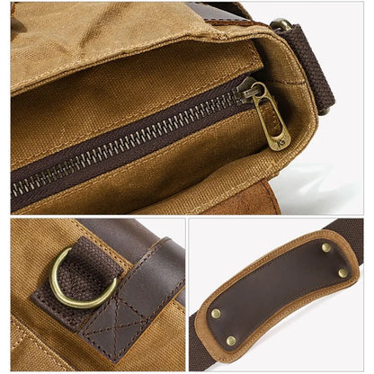S11 Outdoor Travel Crossbody Bag Retro Canvas Shoulder Bag Daypack Messenger Sling Bag
