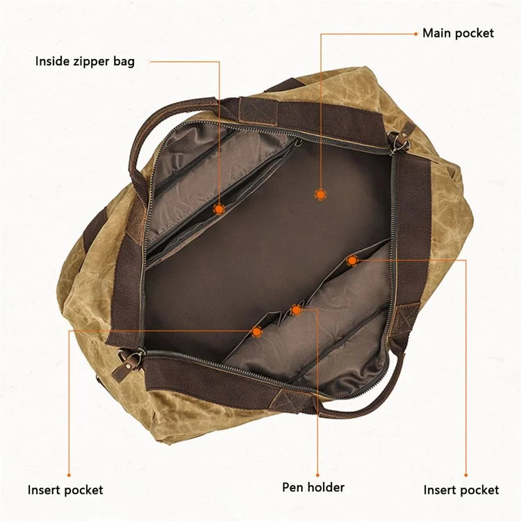 K766 Retro Travel Duffel Bag Canvas Backpack Overnight Crossbody Bag Tote Handbag