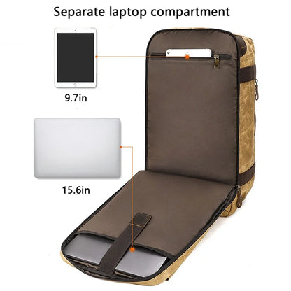 K766 Retro Travel Duffel Bag Canvas Backpack Overnight Crossbody Bag Tote Handbag