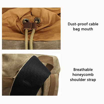 K58 Flap Design Waxed Canvas Backpack for Men Women Laptop Carrying Shoulder Bag