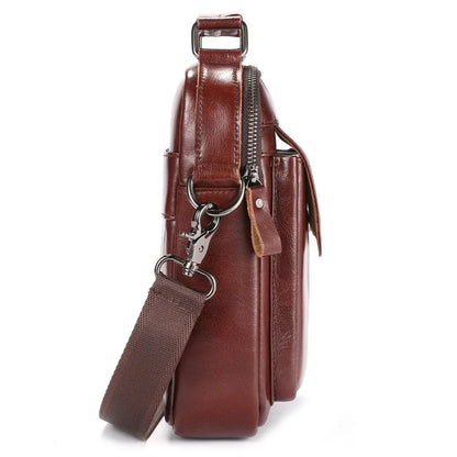 BULLCAPTAIN 049 Retro Cowhide Leather Crossbody Bag Large Men's Daypack Travel Bag