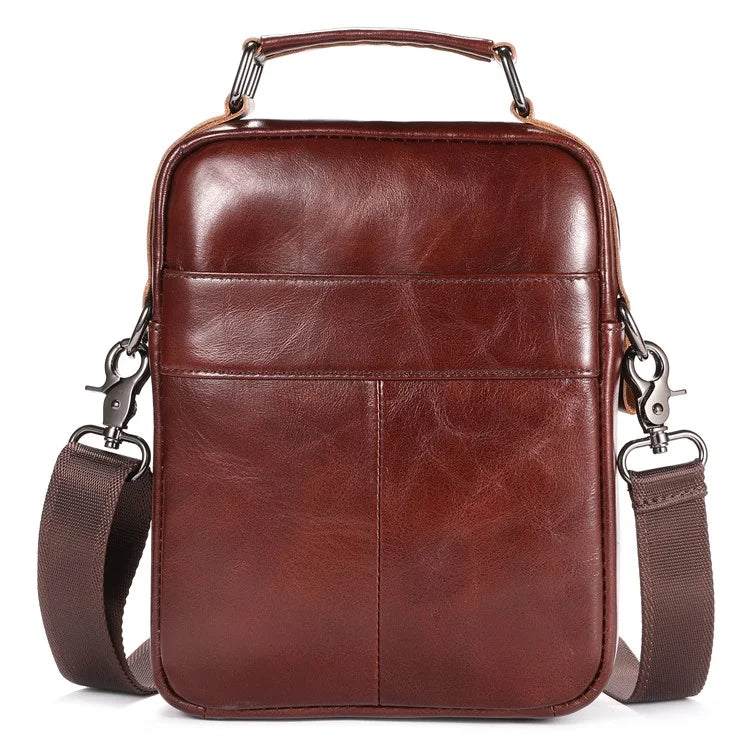 BULLCAPTAIN 049 Retro Cowhide Leather Crossbody Bag Large Men's Daypack Travel Bag