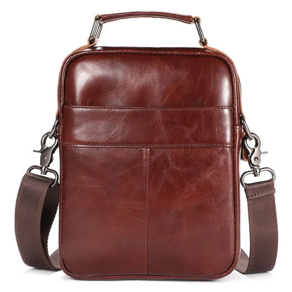 BULLCAPTAIN 049 Retro Cowhide Leather Crossbody Bag Large Men's Daypack Travel Bag