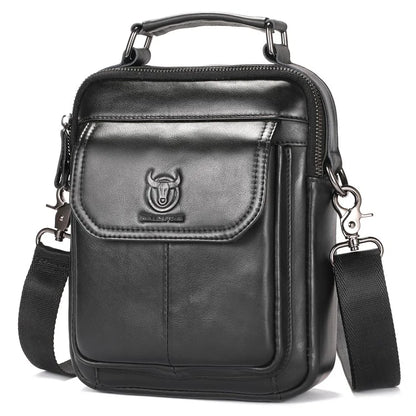 BULLCAPTAIN 049 Retro Cowhide Leather Crossbody Bag Large Men's Daypack Travel Bag