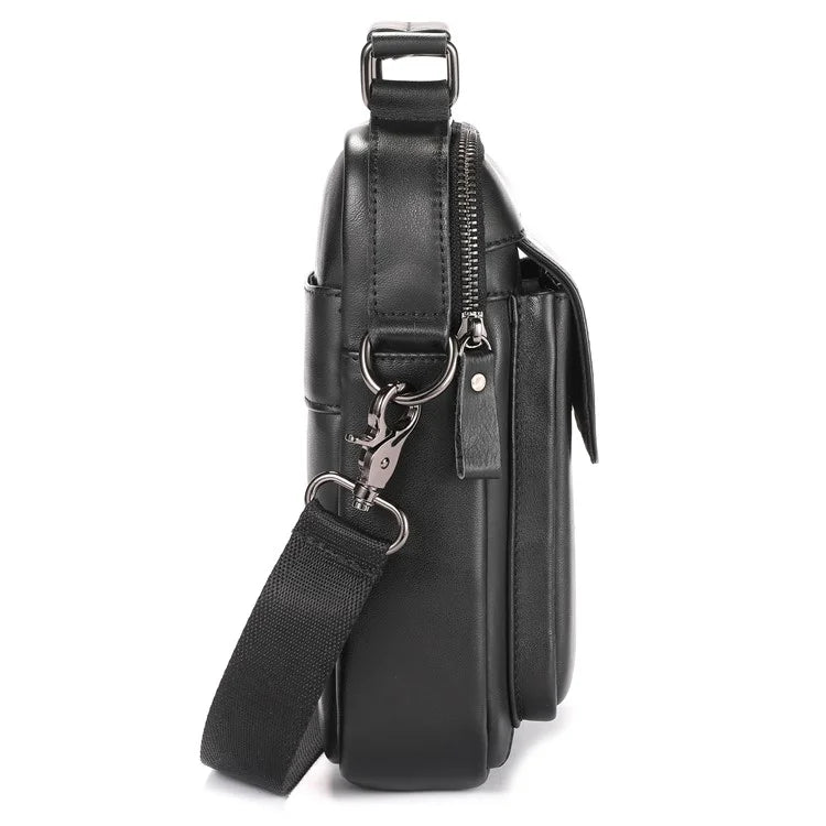 BULLCAPTAIN 049 Retro Cowhide Leather Crossbody Bag Large Men's Daypack Travel Bag