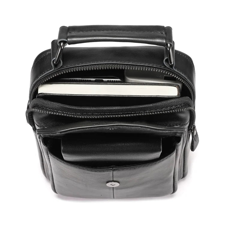 BULLCAPTAIN 049 Retro Cowhide Leather Crossbody Bag Large Men's Daypack Travel Bag