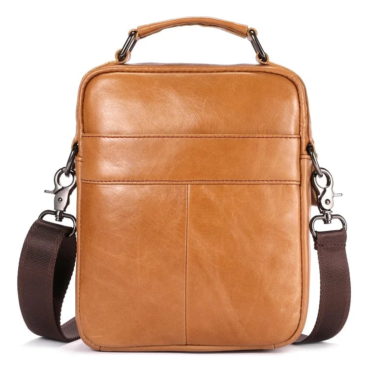 BULLCAPTAIN 049 Retro Cowhide Leather Crossbody Bag Large Men's Daypack Travel Bag