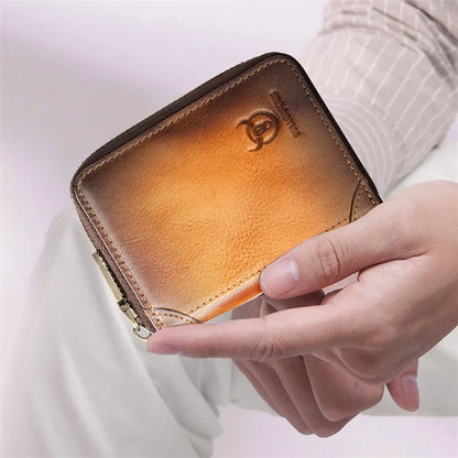 BULLCAPTAIN 475 Full Grain Cow Leather Card Bag Wallet RFID Blocking Cash Money Storage Pouch for Men, Women
