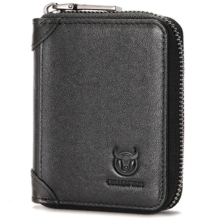 BULLCAPTAIN 475 Full Grain Cow Leather Card Bag Wallet RFID Blocking Cash Money Storage Pouch for Men, Women