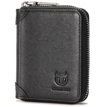 BULLCAPTAIN 475 Full Grain Cow Leather Card Bag Wallet RFID Blocking Cash Money Storage Pouch for Men, Women