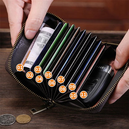 BULLCAPTAIN 475 Full Grain Cow Leather Card Bag Wallet RFID Blocking Cash Money Storage Pouch for Men, Women