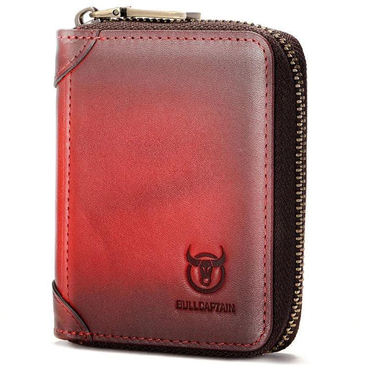 BULLCAPTAIN 475 Full Grain Cow Leather Card Bag Wallet RFID Blocking Cash Money Storage Pouch for Men, Women