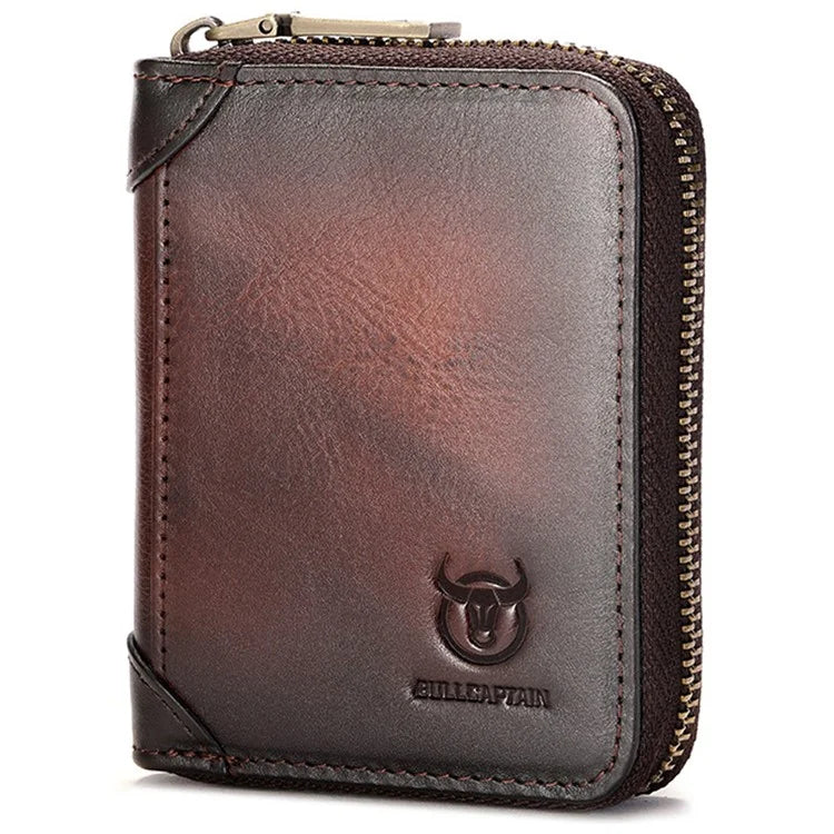 BULLCAPTAIN 475 Full Grain Cow Leather Card Bag Wallet RFID Blocking Cash Money Storage Pouch for Men, Women