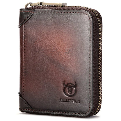 BULLCAPTAIN 475 Full Grain Cow Leather Card Bag Wallet RFID Blocking Cash Money Storage Pouch for Men, Women