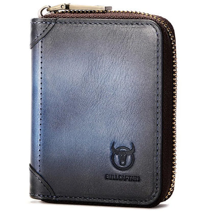 BULLCAPTAIN 475 Full Grain Cow Leather Card Bag Wallet RFID Blocking Cash Money Storage Pouch for Men, Women