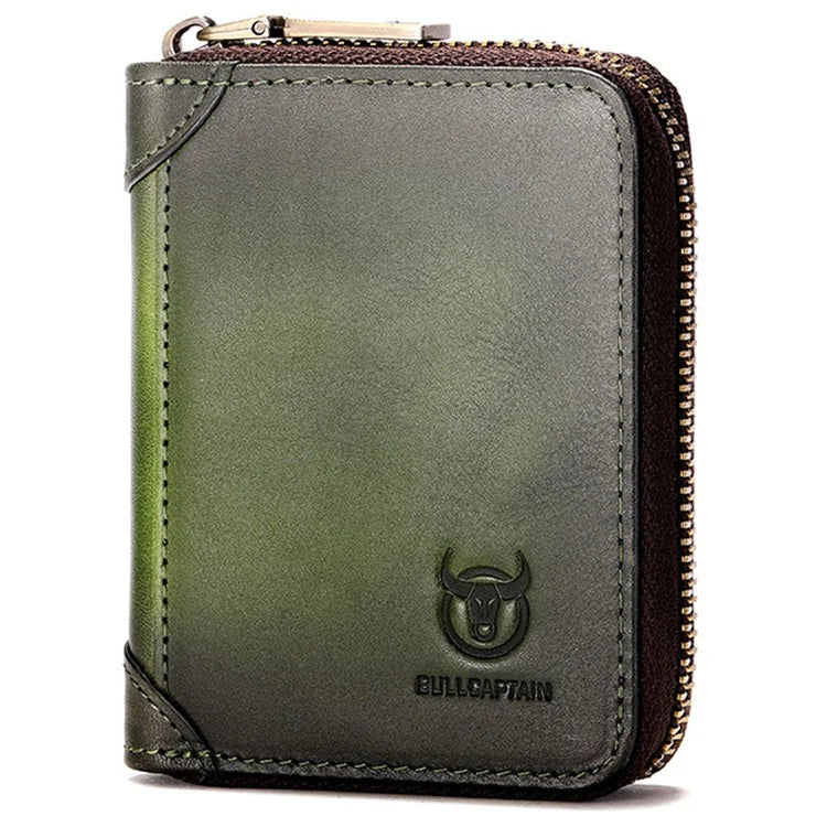 BULLCAPTAIN 475 Full Grain Cow Leather Card Bag Wallet RFID Blocking Cash Money Storage Pouch for Men, Women