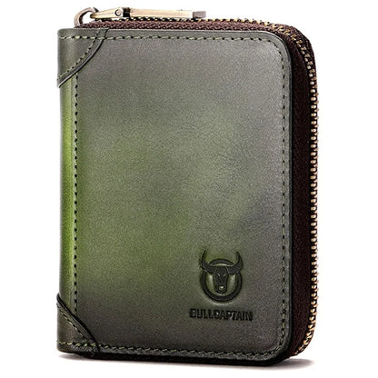 BULLCAPTAIN 475 Full Grain Cow Leather Card Bag Wallet RFID Blocking Cash Money Storage Pouch for Men, Women