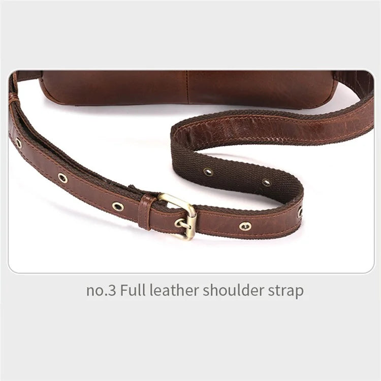 BULLCAPTAIN 082 Travel Outdoor Men Chest Bag Top Layer Cowhide Leather Waist Pack