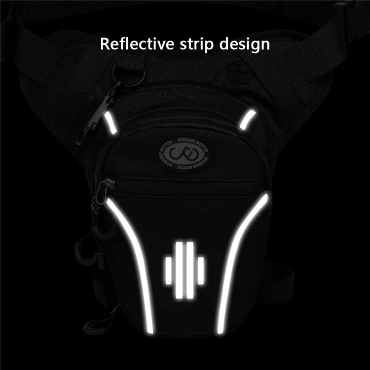 WOSAWE MB027-B Motorcycle Drop Leg Bag Oxford Cloth Reflective Waist Pack