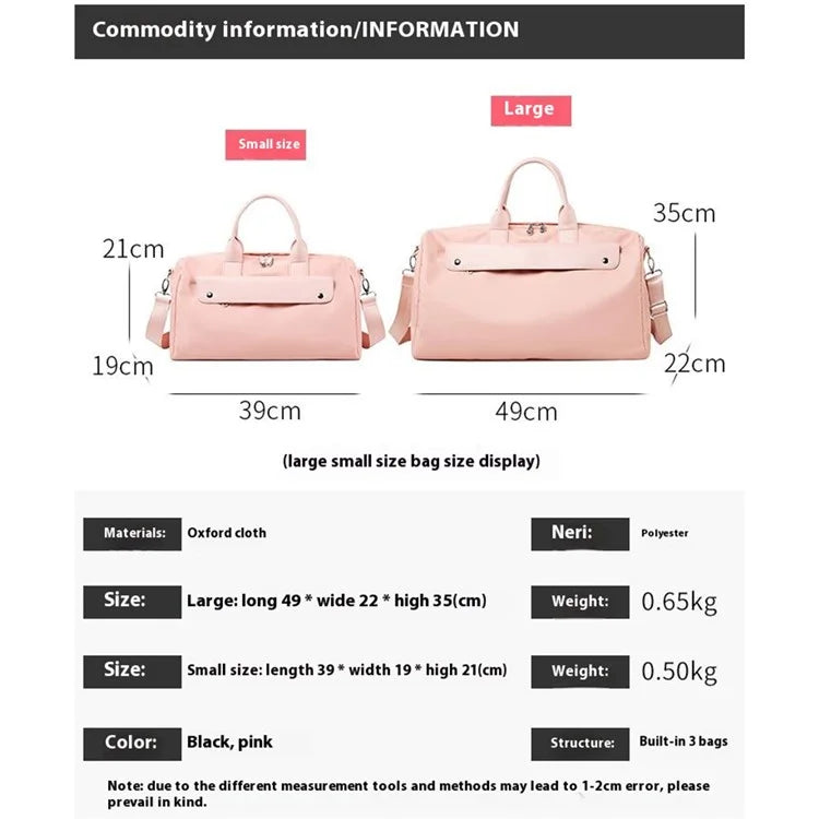 Oxford Cloth Sports Handbag 39x19x21cm Gym Bag Duffle Bag Weekend Overnight Shoulder Crossbody Bag