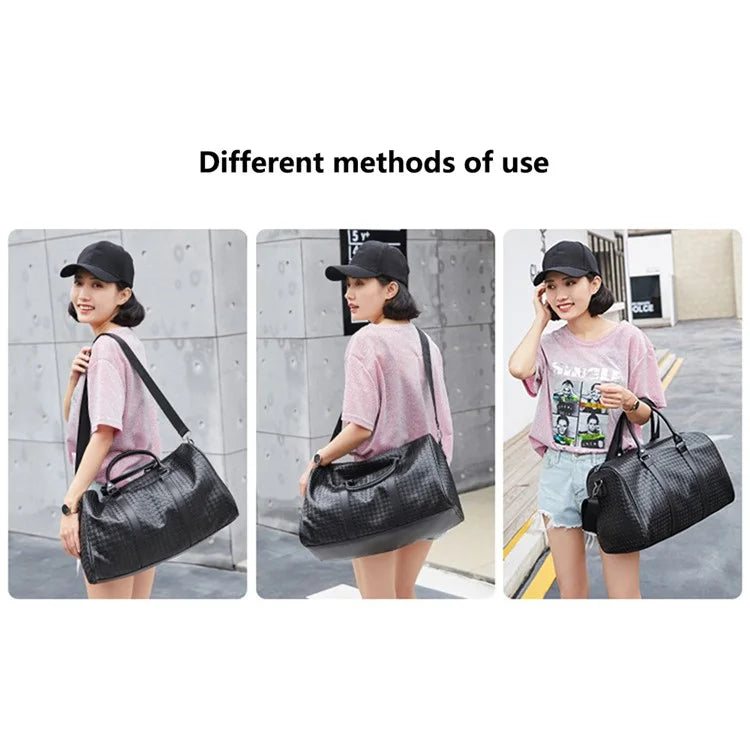 50x24x29cm Waterproof Gym Bag PU Leather Duffle Bag Weekend Overnight Crossbody Bag Handbag