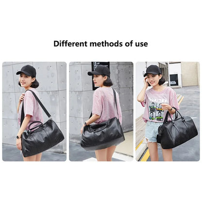 50x24x29cm Waterproof Gym Bag PU Leather Duffle Bag Weekend Overnight Crossbody Bag Handbag