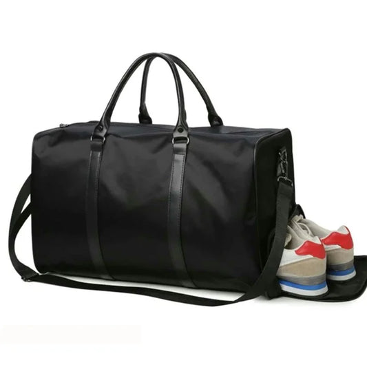 Nylon Sports Gym Bag Waterproof Travel Duffel Bag with Shoes Compartment, Size: S