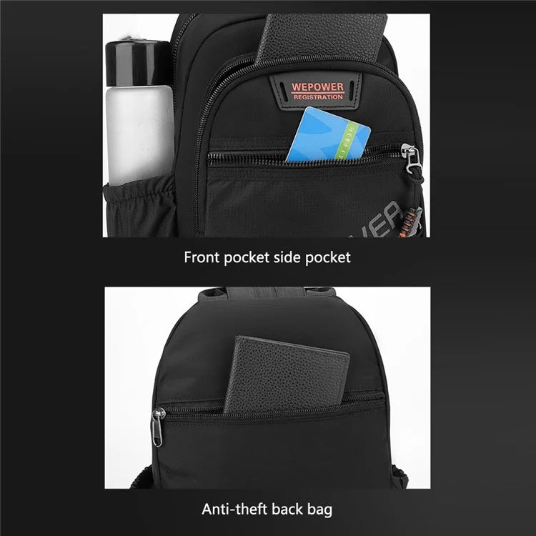 WEPOWER 2307 Business Chest Bag Men's Nylon Crossbody Bag Travel Shoulder Bag Daypack