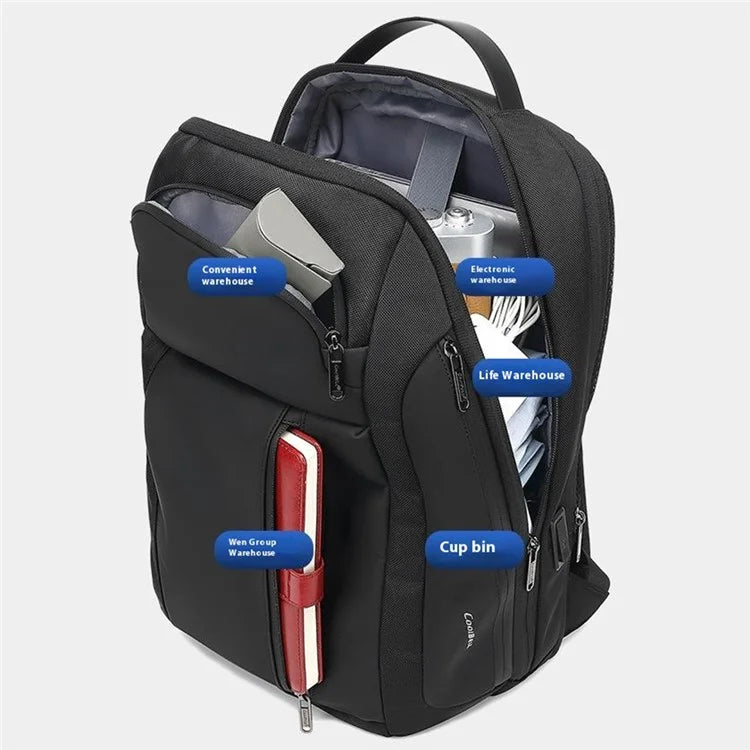 COOLBELL CB-8290 Men Travel Backpack Anti-Splash Large Capacity 15.6-inch Laptop Storage Daypack