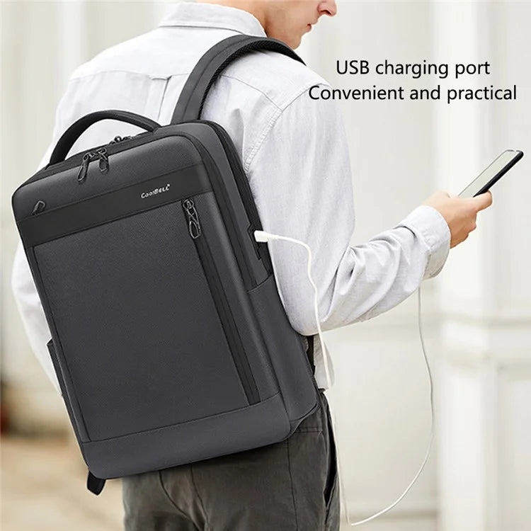 COOLBELL CB-8277 180 Degree Opening Men Business Backpack for 15.6-inch Laptop with USB Charging Port