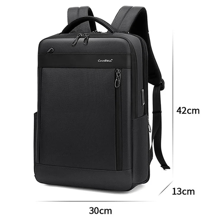 COOLBELL CB-8277 180 Degree Opening Men Business Backpack for 15.6-inch Laptop with USB Charging Port