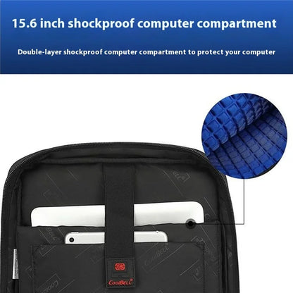 COOLBELL CB-8281 Business Men Shoulder Bag Travel Laptop Backpack with USB Charging Port