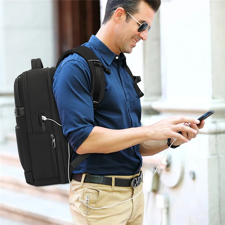 COOLBELL CB-8281 Business Men Shoulder Bag Travel Laptop Backpack with USB Charging Port