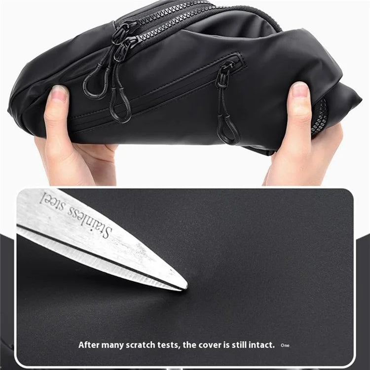 Men's Chest Bag Waterproof PU Crossbody Bag Travel Business Shoulder Bag Daypack with USB Port