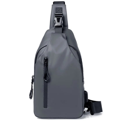 Men's Chest Bag Waterproof PU Crossbody Bag Travel Business Shoulder Bag Daypack with USB Port