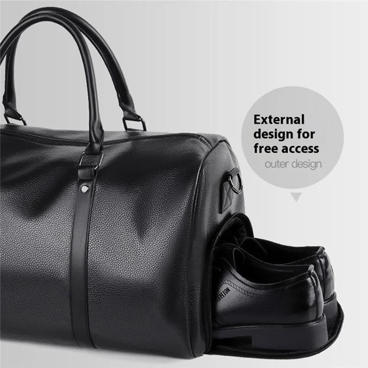 Waterproof Gym Bag PU Duffle Bag Weekend Overnight Crossbody Bag Handbag