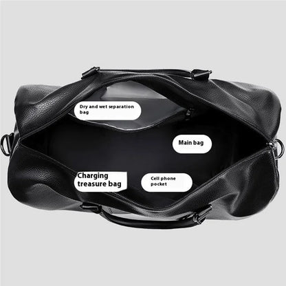 Waterproof Gym Bag PU Duffle Bag Weekend Overnight Crossbody Bag Handbag