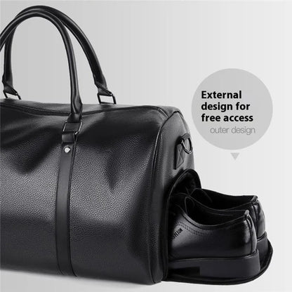 Waterproof Gym Bag PU Duffle Bag Weekend Overnight Crossbody Bag Handbag