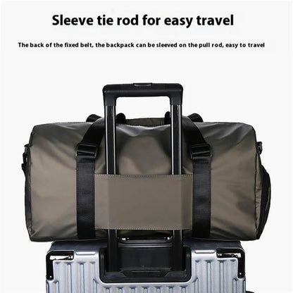 PU Leather Gym Bag Sports Handbag Wet and Dry Separation Pocket Duffle Bag with Shoulder Strap