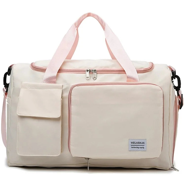 Foldable Oxford Cloth Gym Bag Sports Handbag Wet and Dry Separation Pocket Duffle Bag with Shoulder Strap