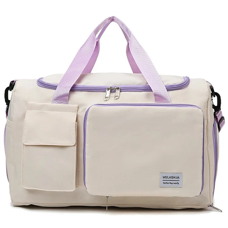 Foldable Oxford Cloth Gym Bag Sports Handbag Wet and Dry Separation Pocket Duffle Bag with Shoulder Strap