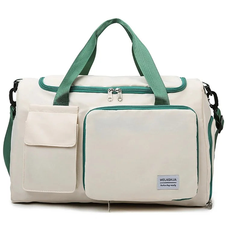 Foldable Oxford Cloth Gym Bag Sports Handbag Wet and Dry Separation Pocket Duffle Bag with Shoulder Strap