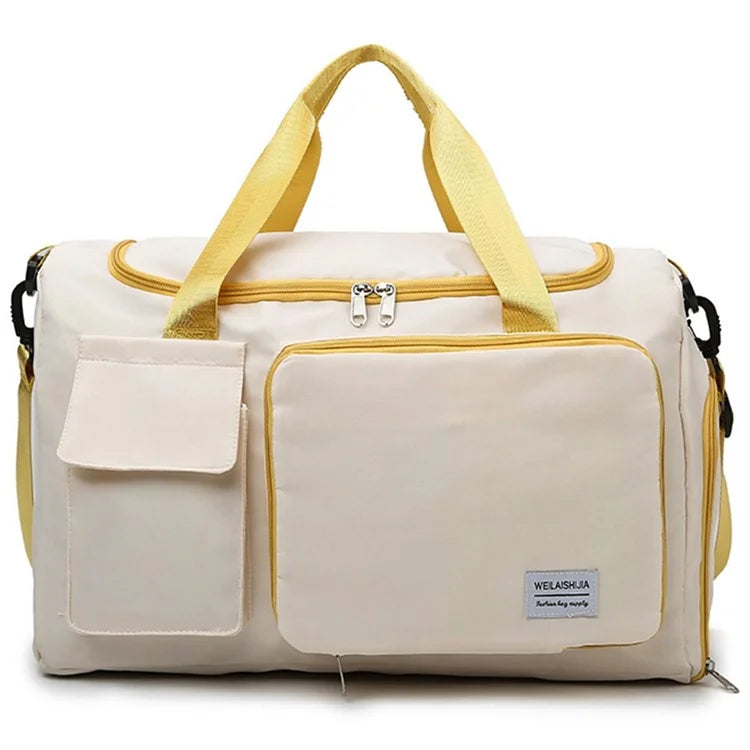 Foldable Oxford Cloth Gym Bag Sports Handbag Wet and Dry Separation Pocket Duffle Bag with Shoulder Strap