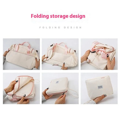 Foldable Oxford Cloth Gym Bag Sports Handbag Wet and Dry Separation Pocket Duffle Bag with Shoulder Strap