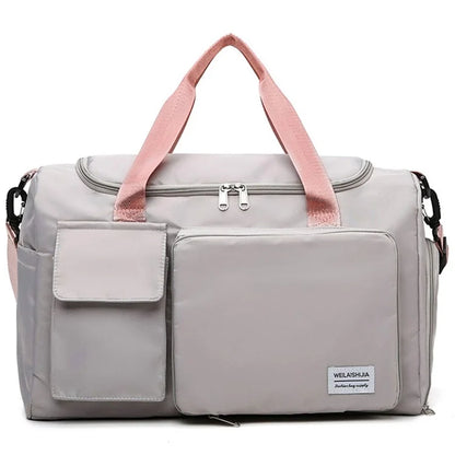 Foldable Large Capacity Travel Duffle Bag Carry-On Gym Weekender Bag with Shoe Compartment
